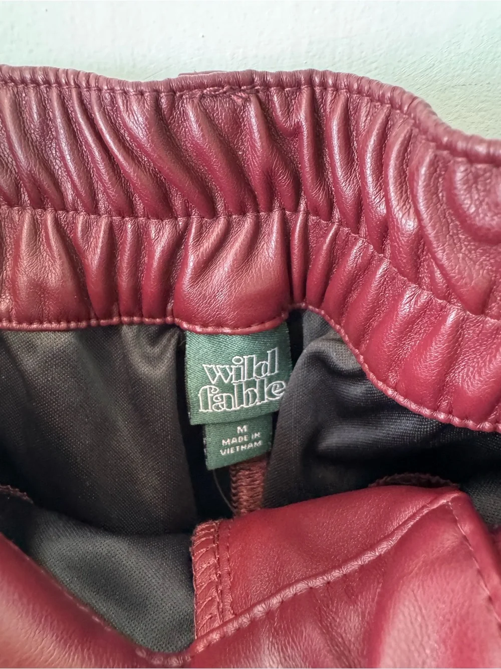 wild fable Wide-Leg Faux Leather Pants in Burgundy